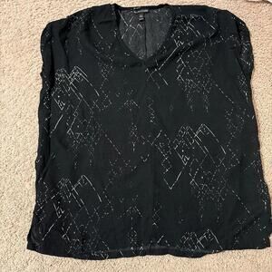 Eileen Fisher Womens Printed Top Tencel Oversized Size XXS Black And White